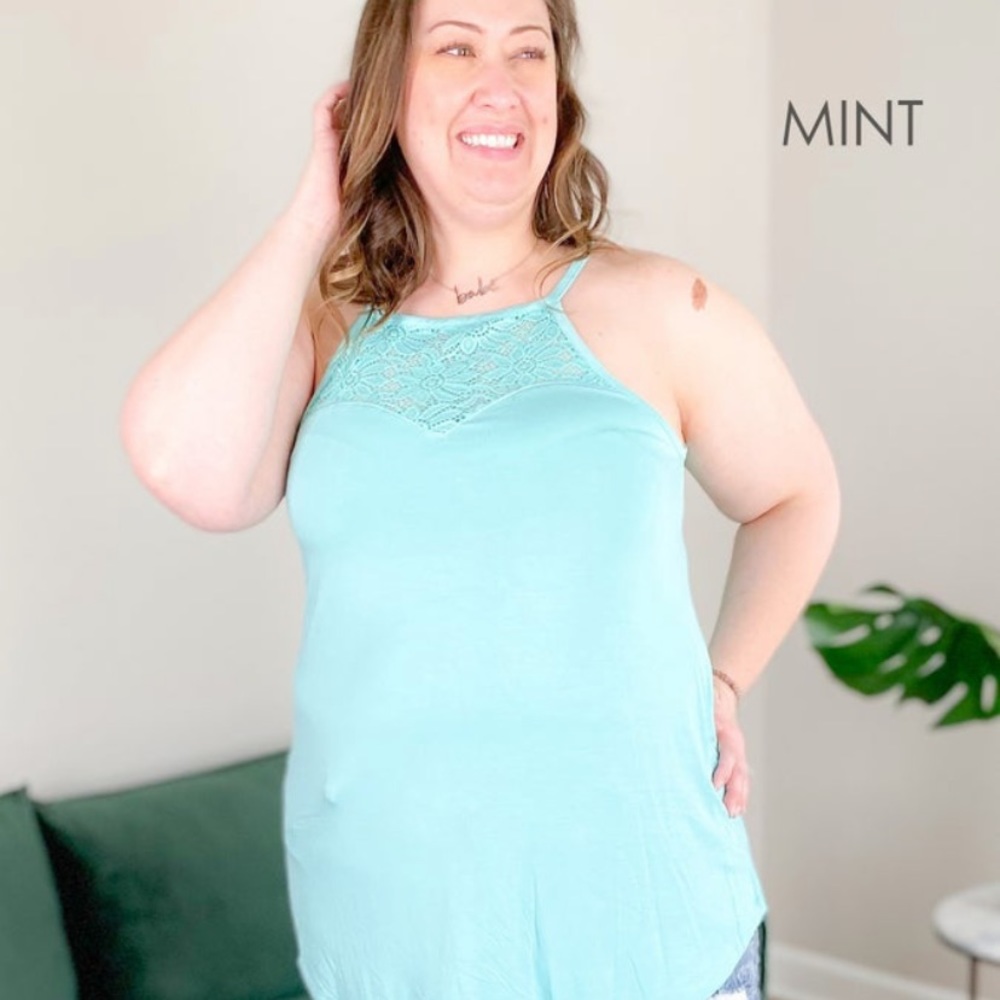Lace front halter top